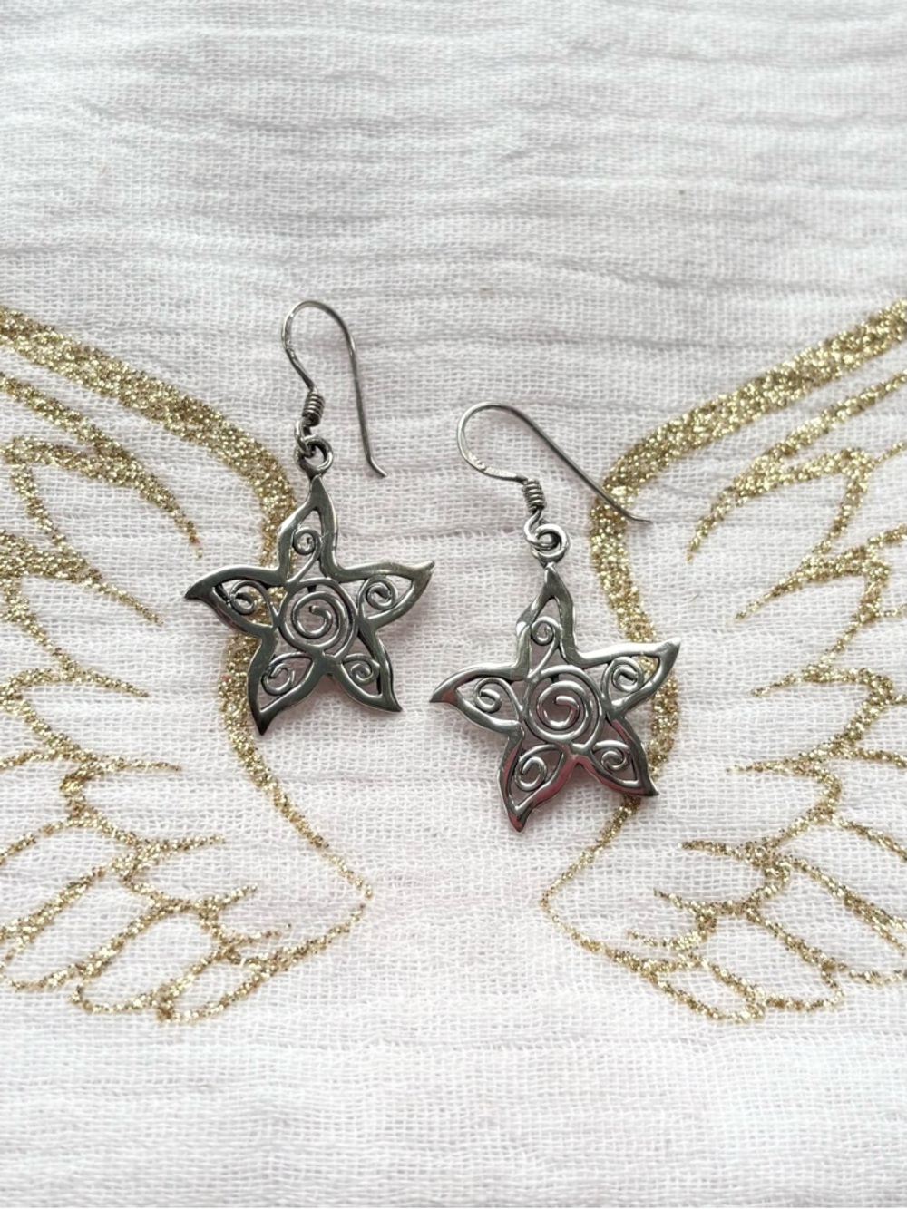 Sterling Silver Star Filigree Drop Earrings - Women's Jewelry